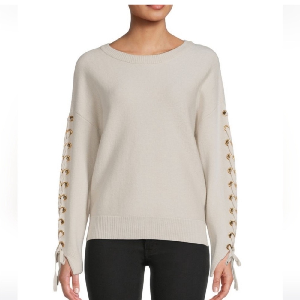 NWT ELIE TAHARI | $295 Wool & Cashmere Lace-Up Sleeve Sweater